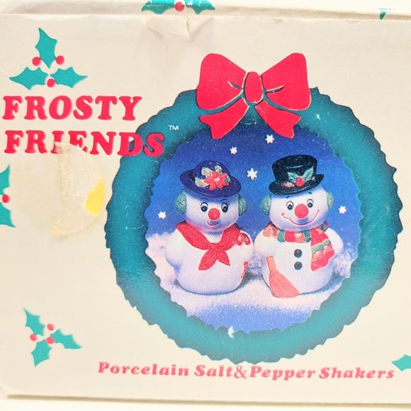 Salt & Pepper Shakers Russ Christmas Frosty Friends Snowman Couple And Box #1265 - Picture 4 of 13
